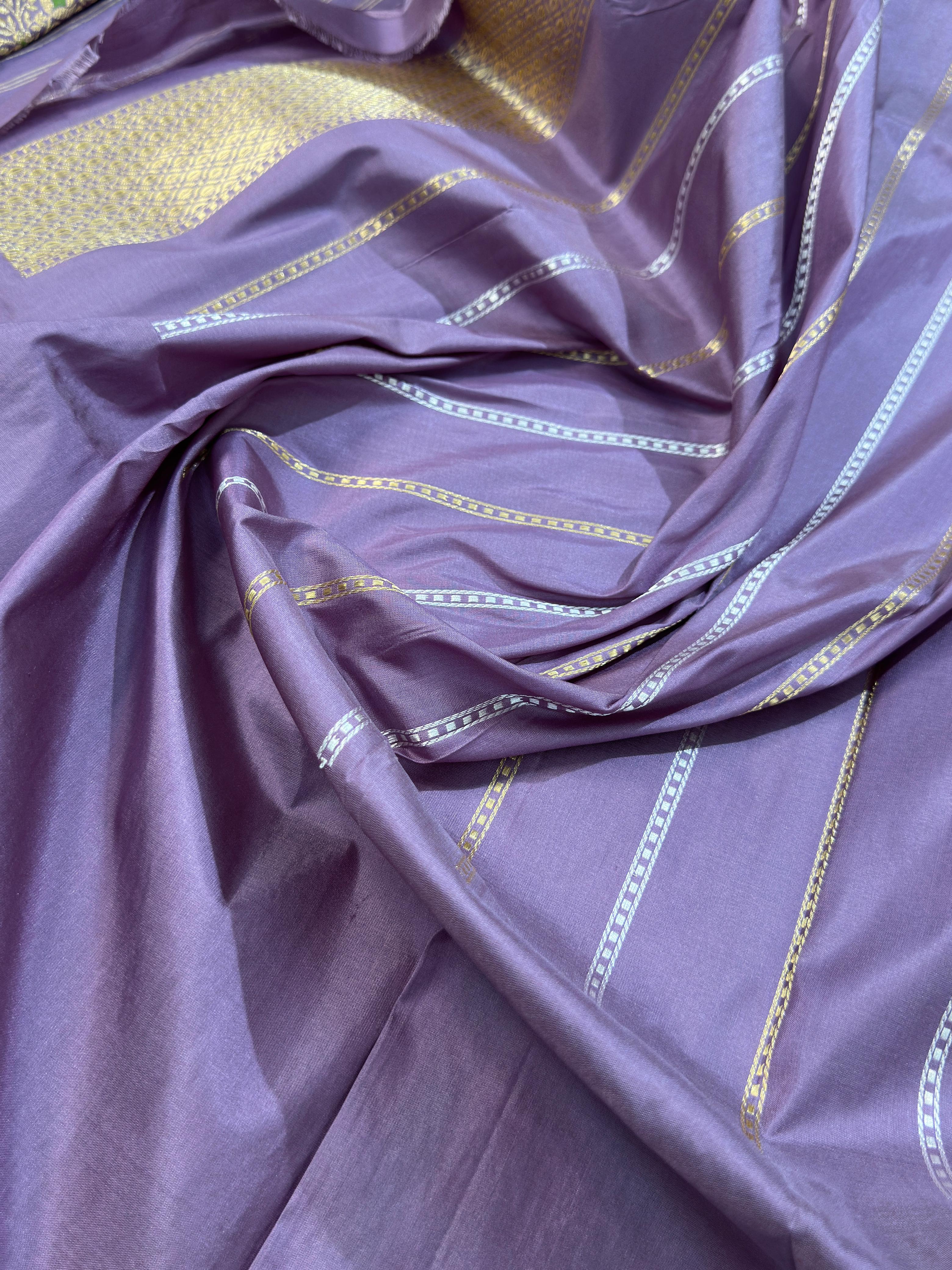 Lavender Purple Handwoven Banarasi Pure Katan Silk Saree