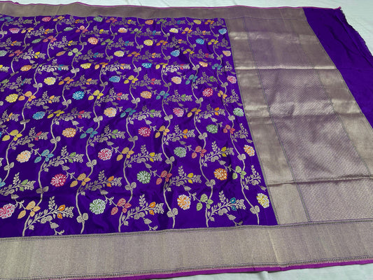 Purple Pure Handwoven Banarasi katan Silk Saree