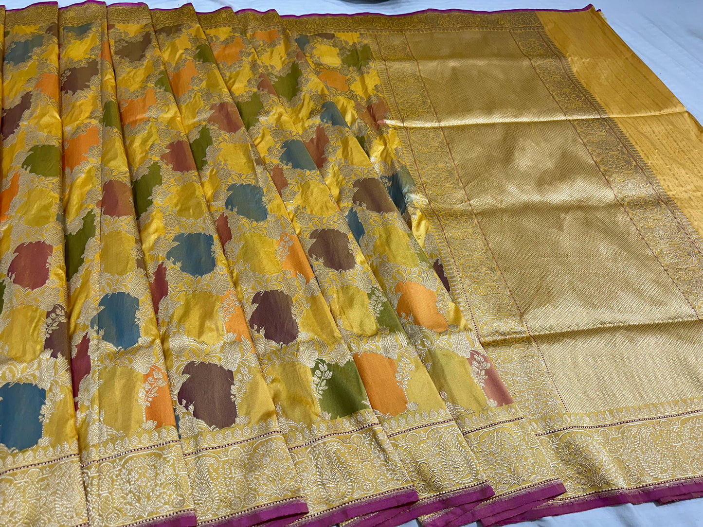 Multi Rangkat Pure Handwoven Banarasi Katan Silk Saree