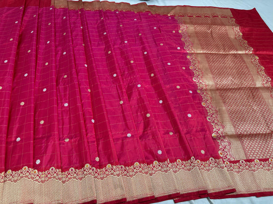 Deep Pink Pure Handwoven Banarasi Katan Silk Saree