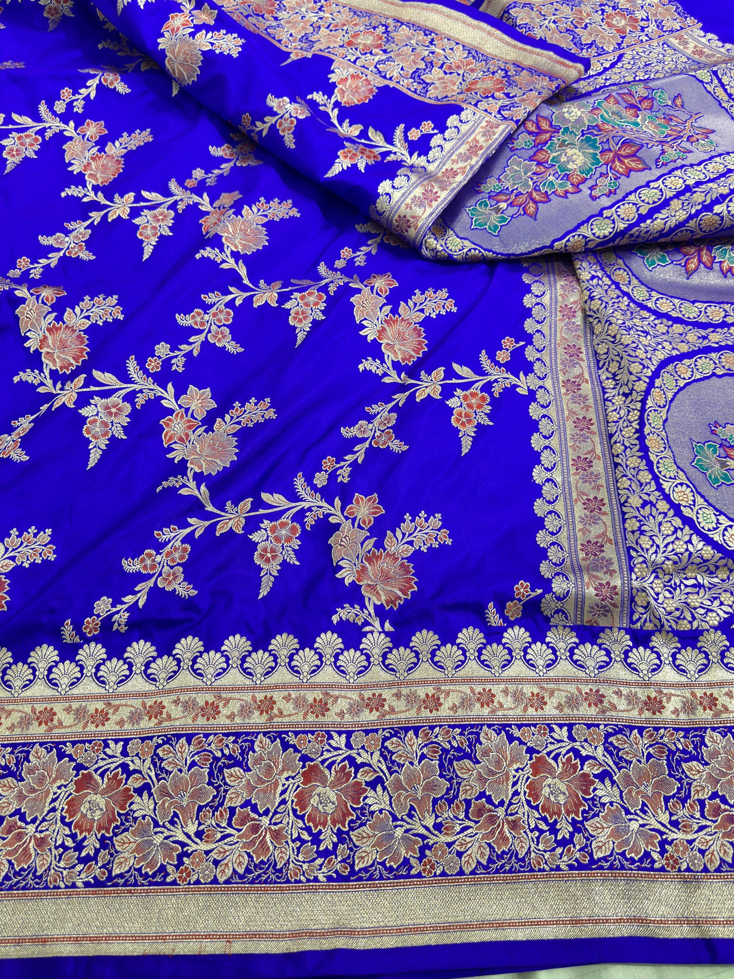 Royal Blue Pure Katan Silk Saree