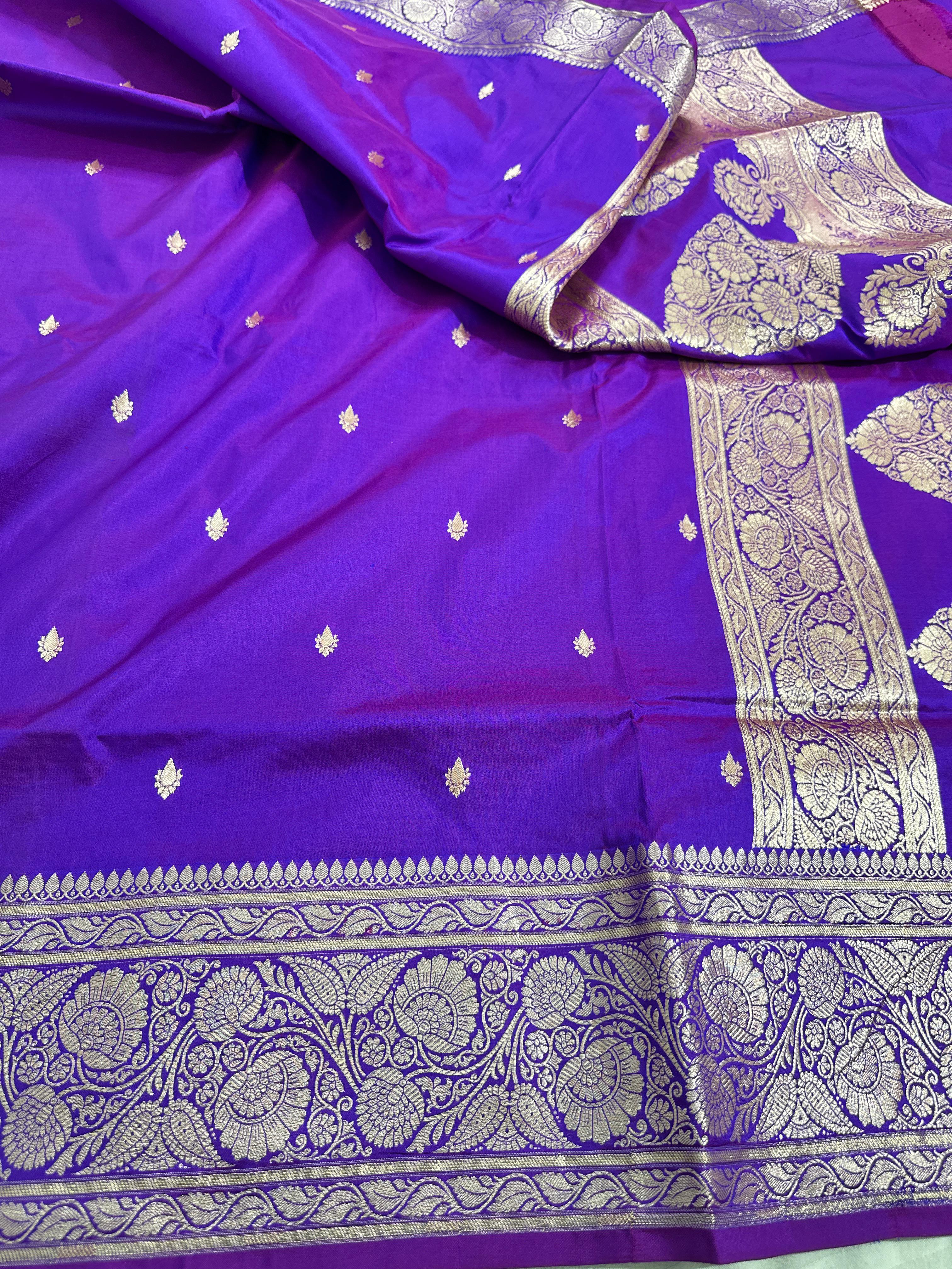 Purple Pure Katan Silk Saree