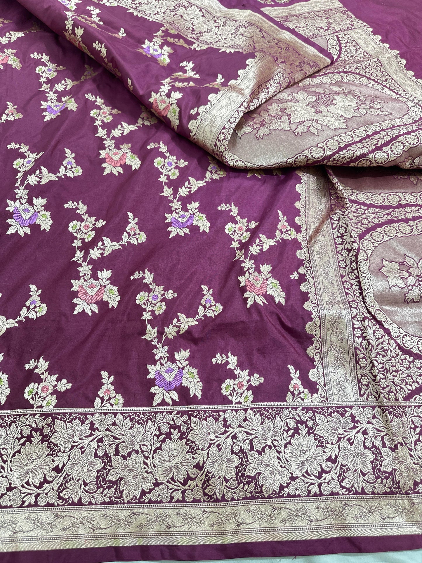 Plum Wine Pure Katan Silk Saree