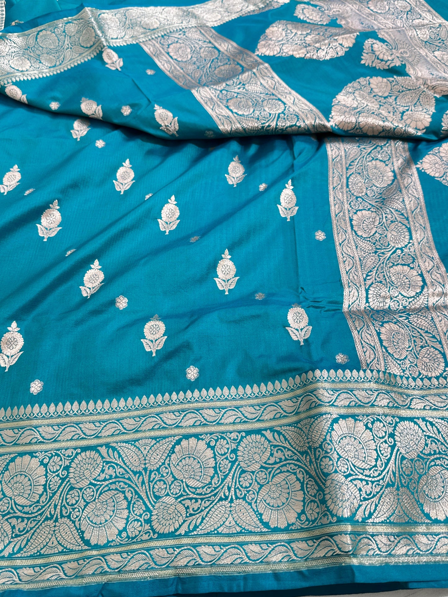 Sea Green Pure Katan Silk Saree