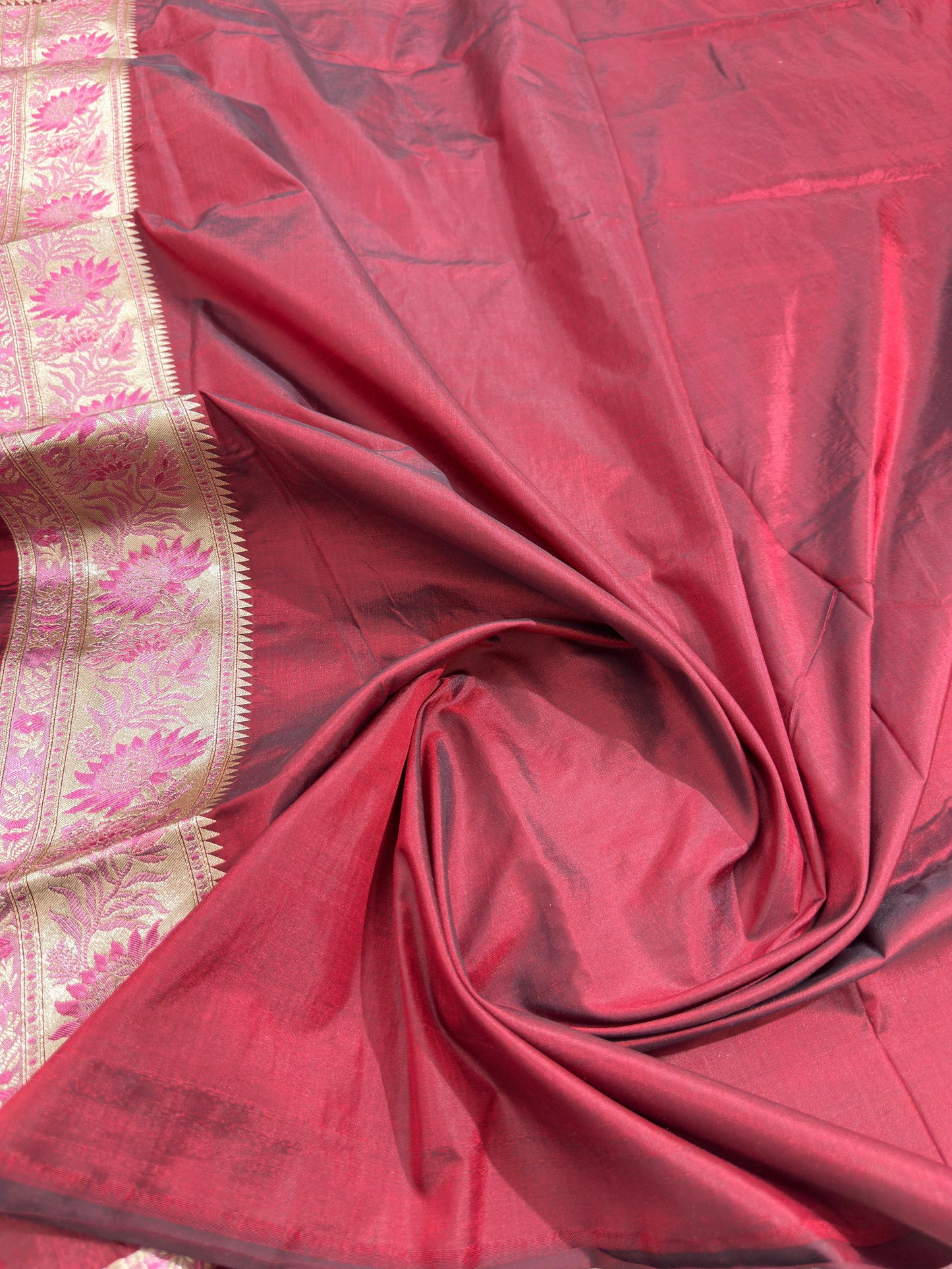 Maroon Pure Katan Silk Saree