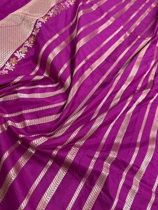 Purple/Magenta Pure Katan Silk Saree