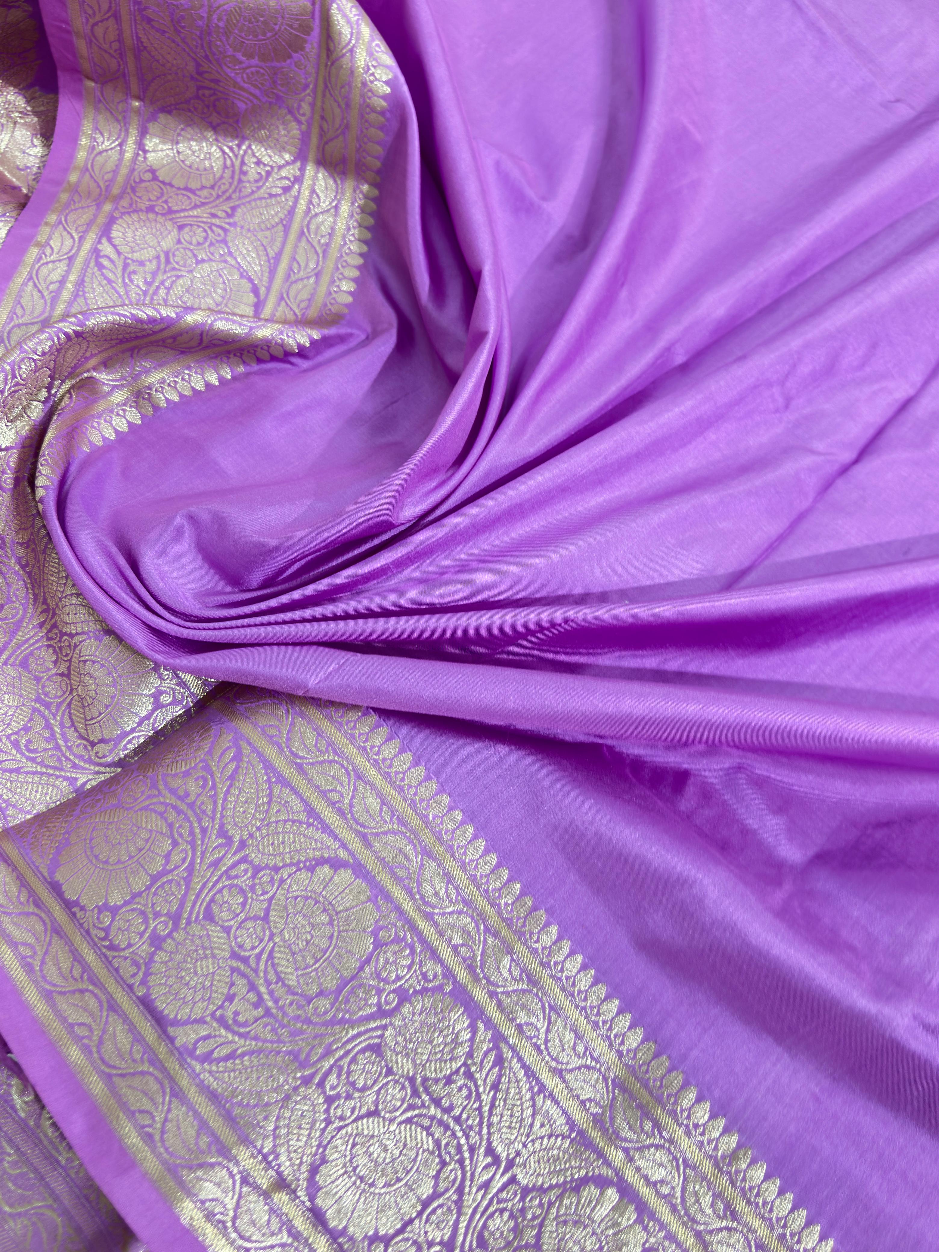 Lavender Pure Katan Silk Saree