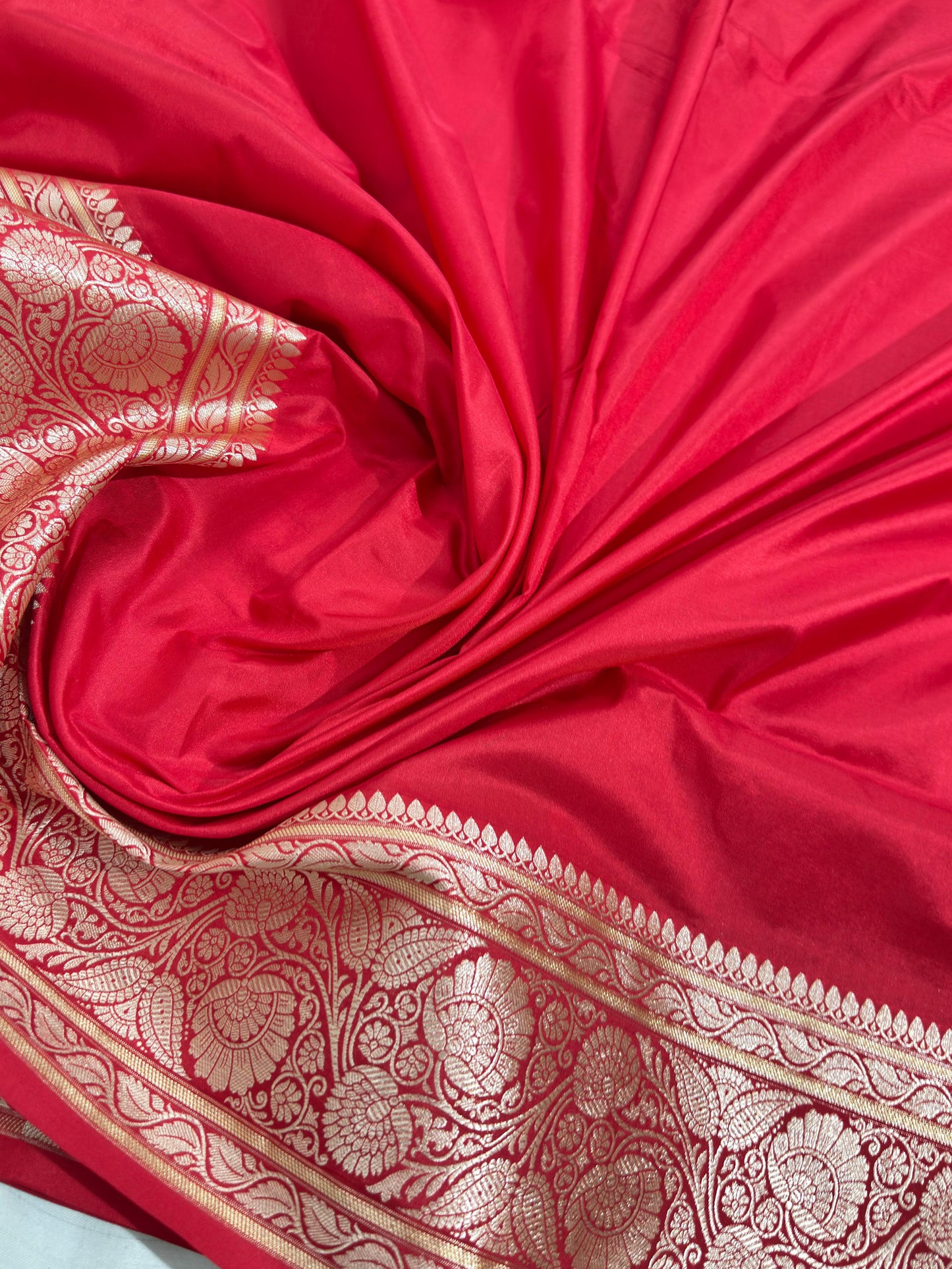 Red Pure Katan Silk Saree