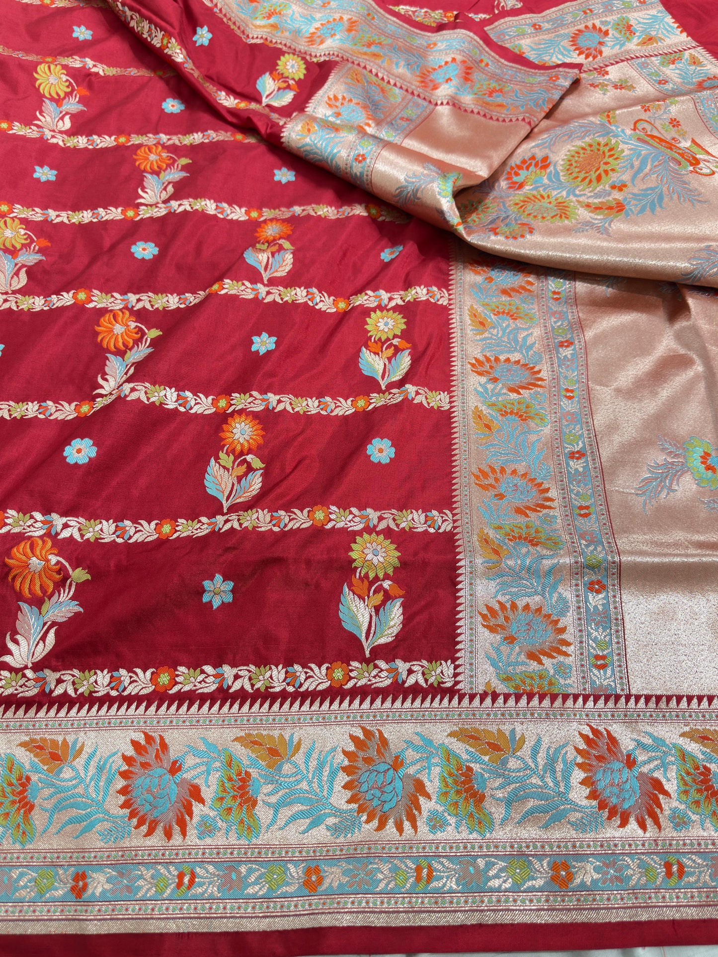 Maroon Pure Katan Silk Saree