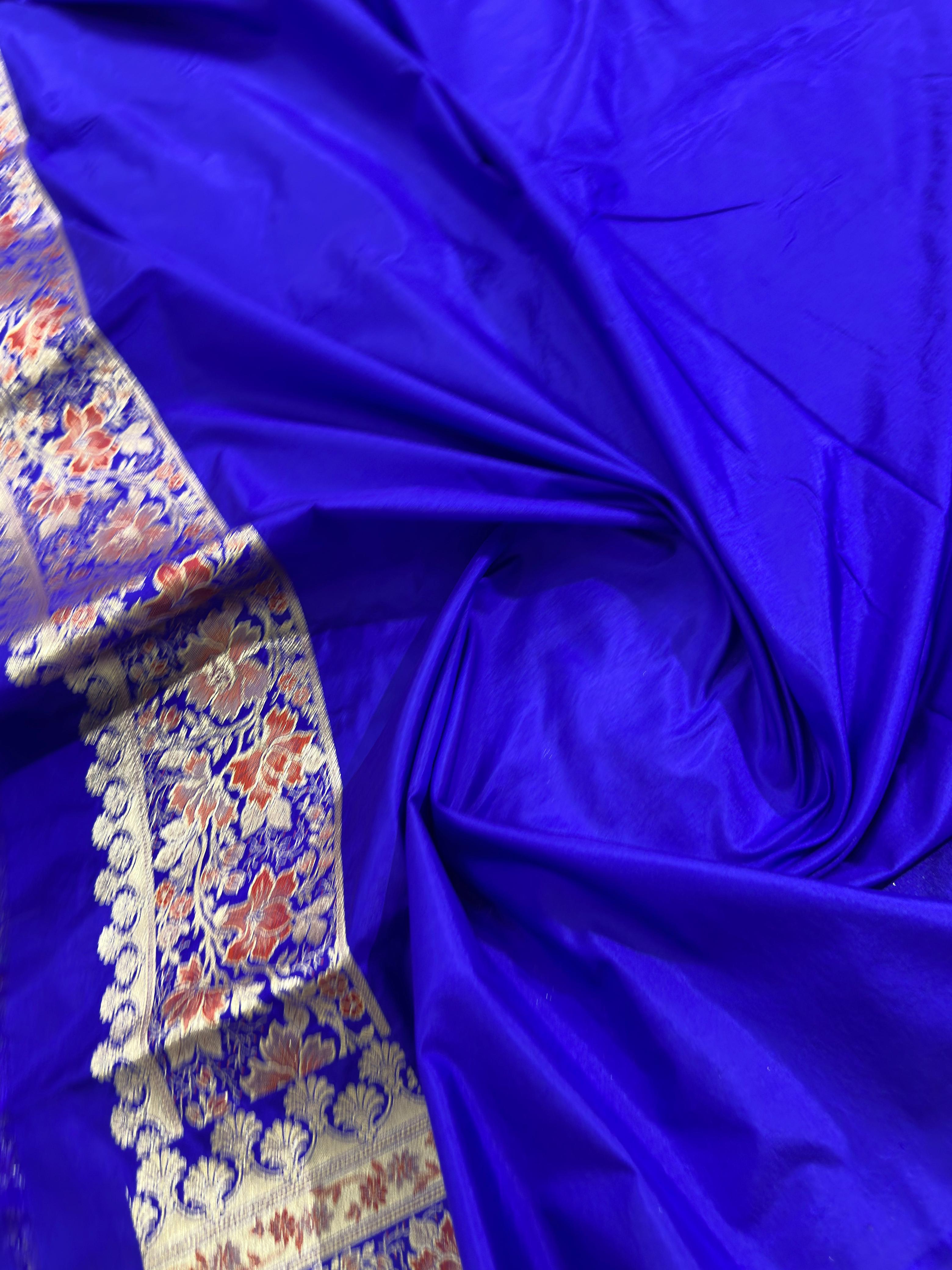 Royal Blue Pure Katan Silk Saree