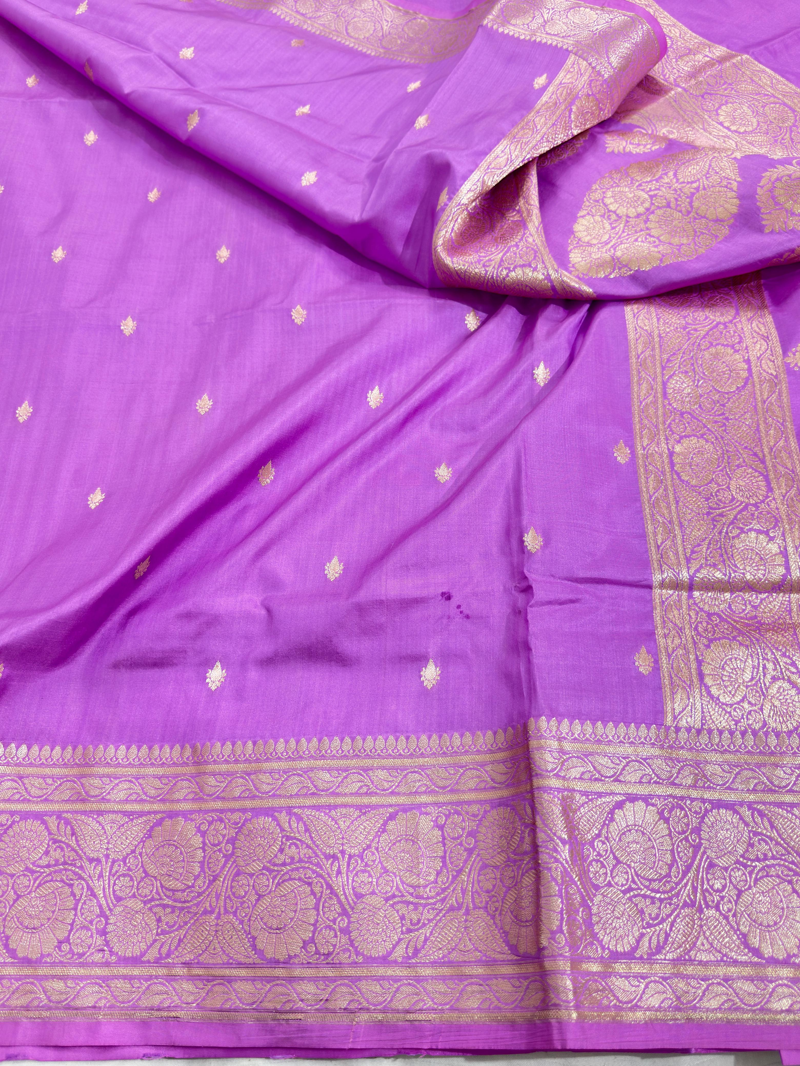 Lavender Pure Katan Silk Saree