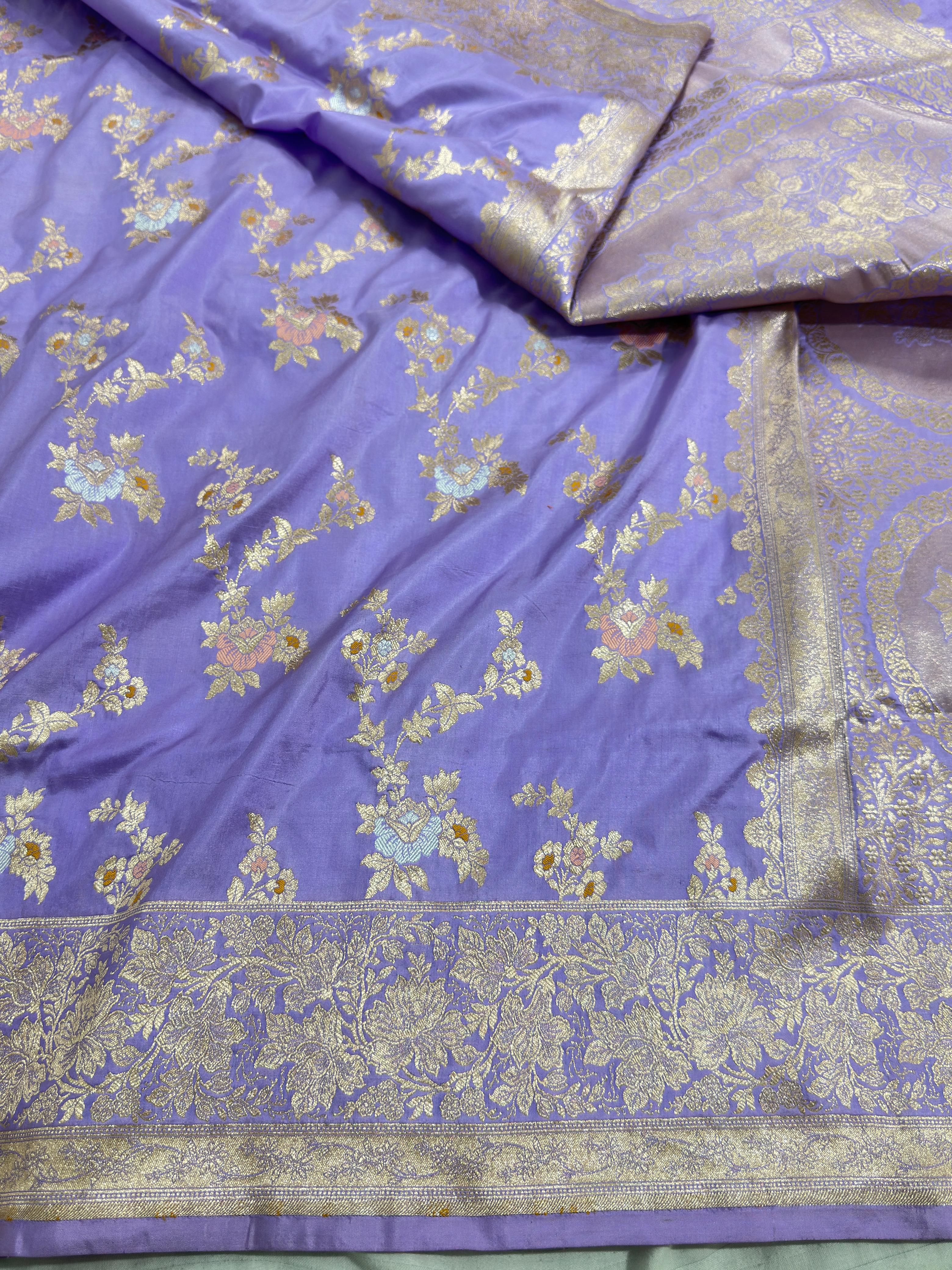 Light Lavender Pure Katan Silk Saree