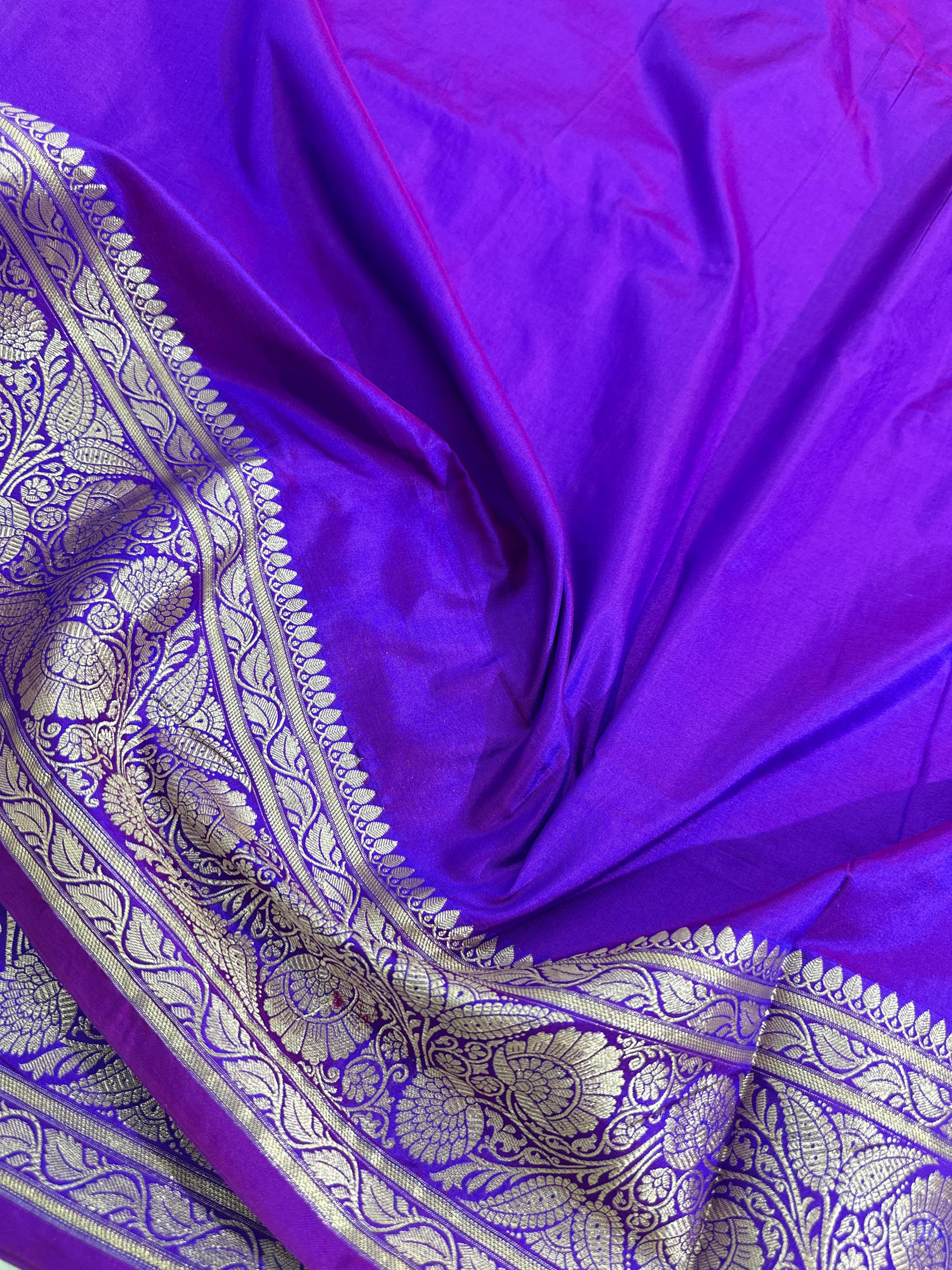 Purple Pure Katan Silk Saree