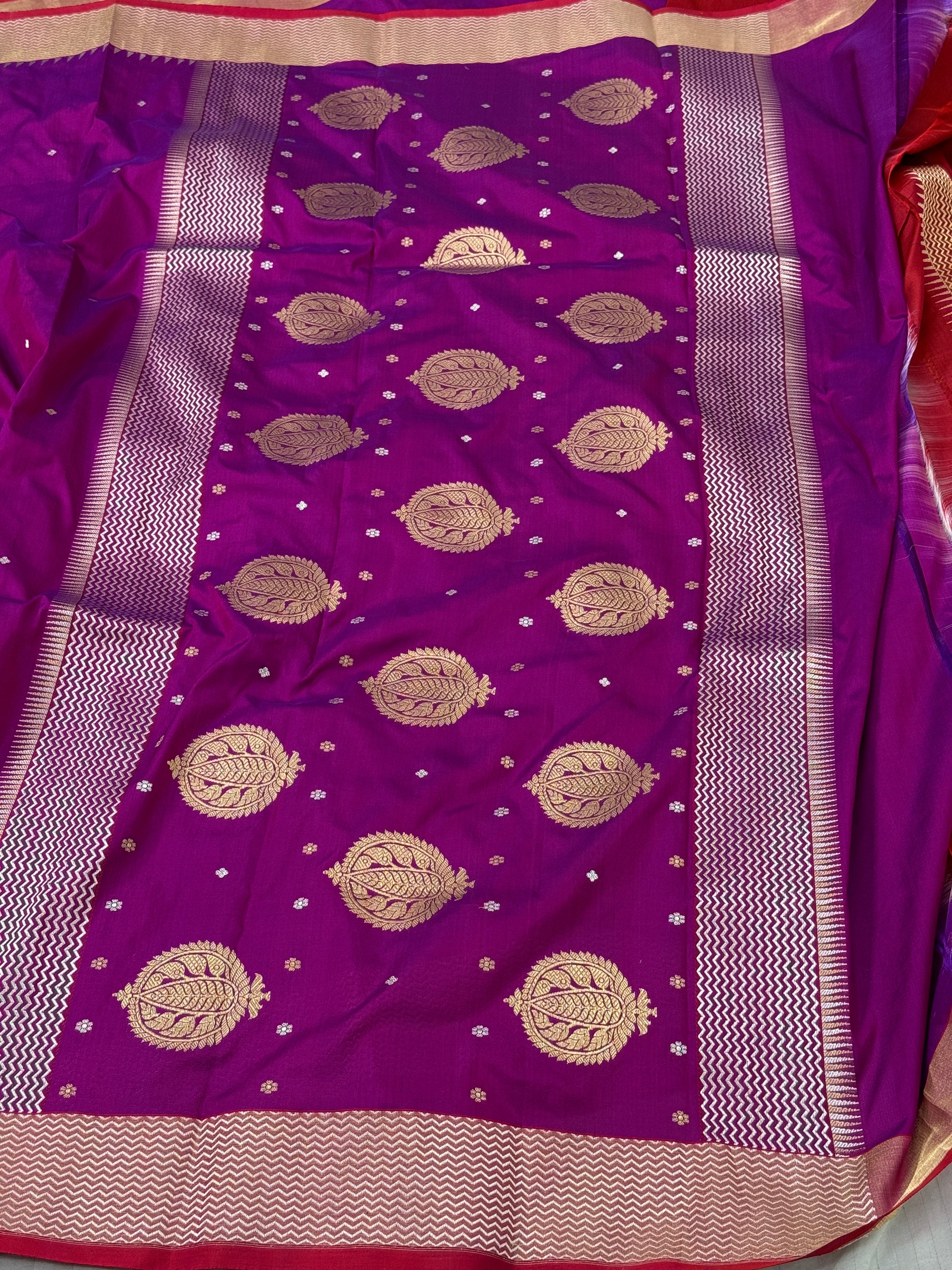 Magenta Pure Handwoven Katan Silk Banarasi Saree