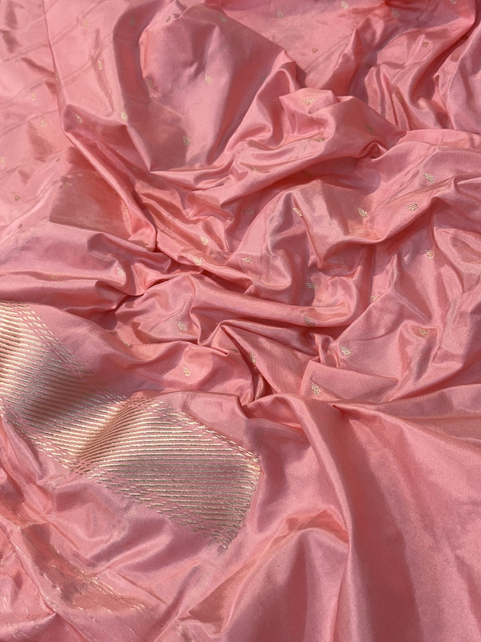 Powder Pink Pure Katan Silk Handwoven Banarasi Saree