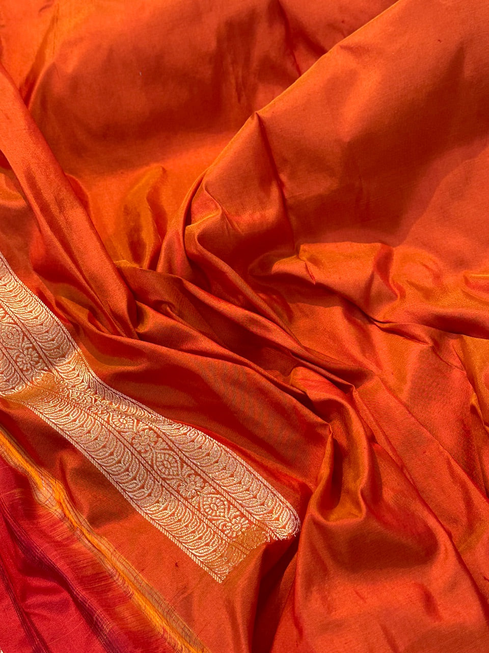 Crimson Red Pure Katan Silk Handwoven Banarasi Saree