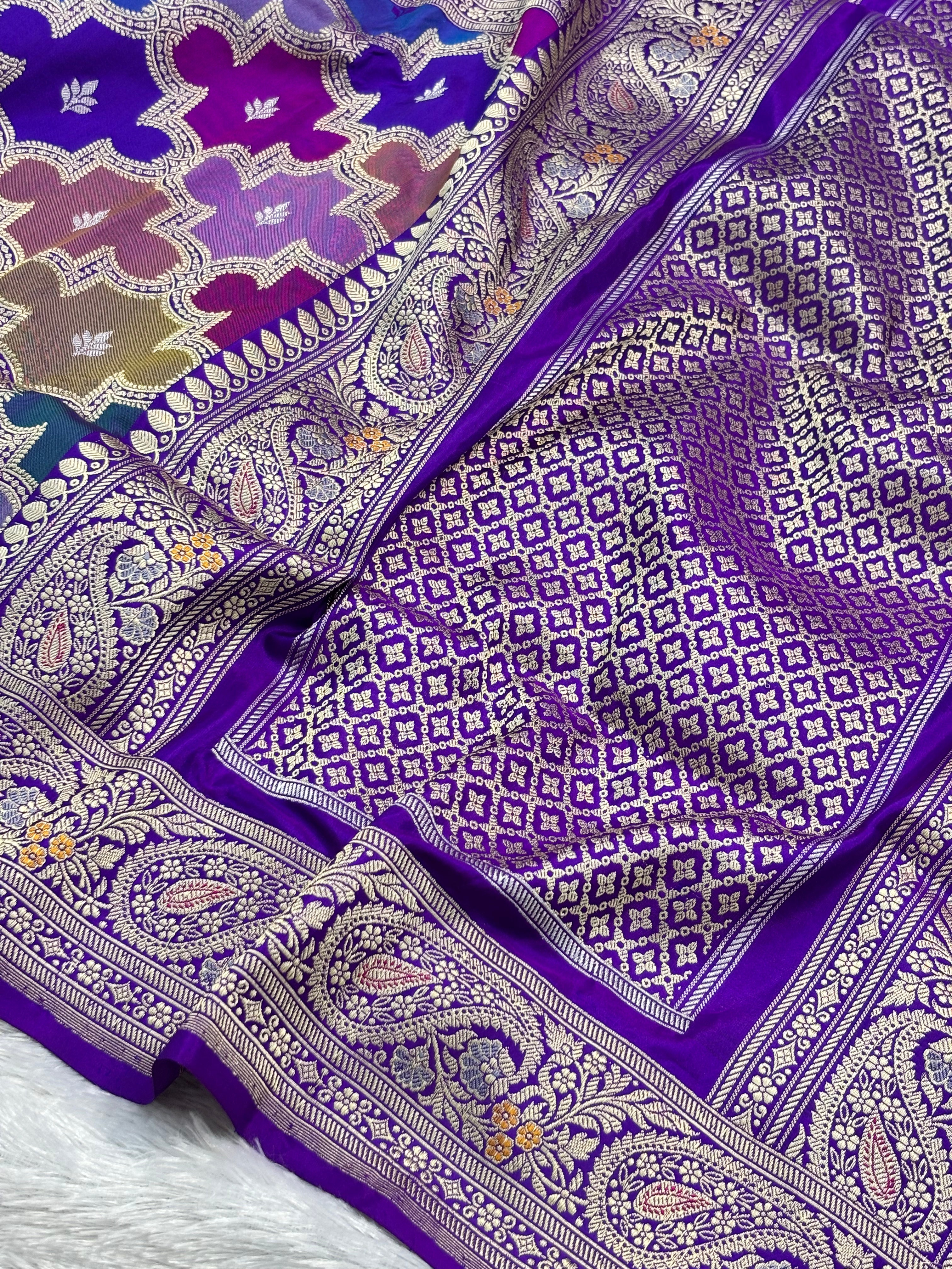Contemporary Pure Katan Silk Handwoven Bnarasi Saree