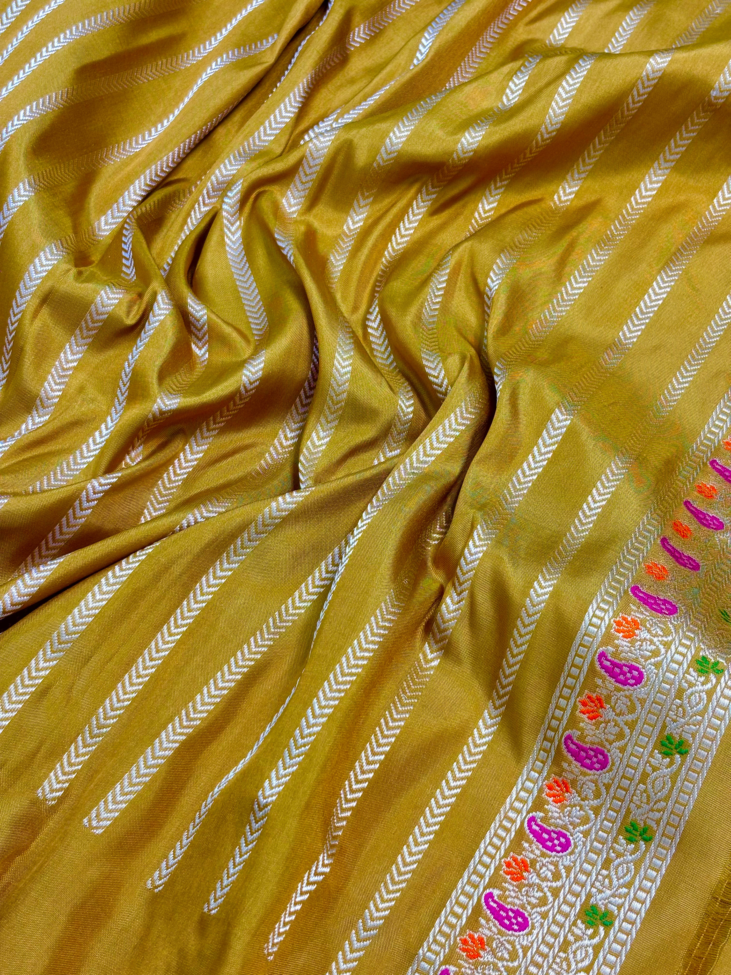Mustard Shade Pure Handwoven Banarasi katan Silk Saree