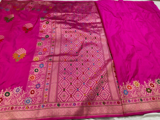 Rani Ektara Handwoven Banarasi Pure Silk Saree