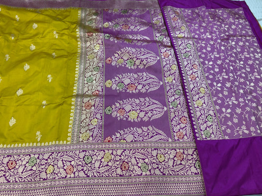 Mustard Handwoven Banarasi Pure Ektara Saree