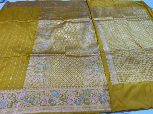 Mustard Yellow Pure Handwoven Banarasi Katan Silk Saree