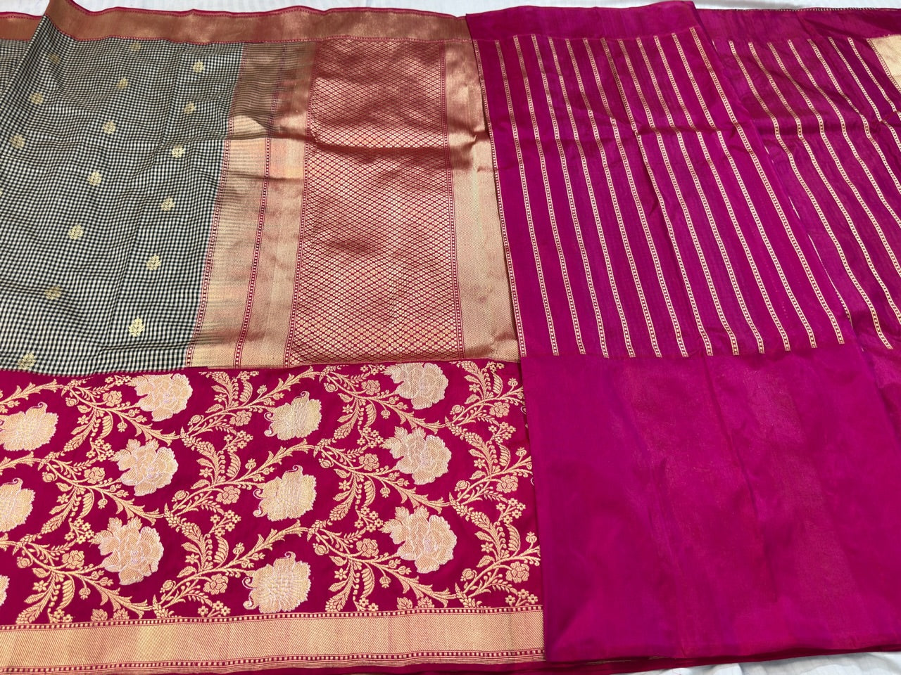 Rani Pink Handwoven Banarasi Ektara Pure Silk Saree
