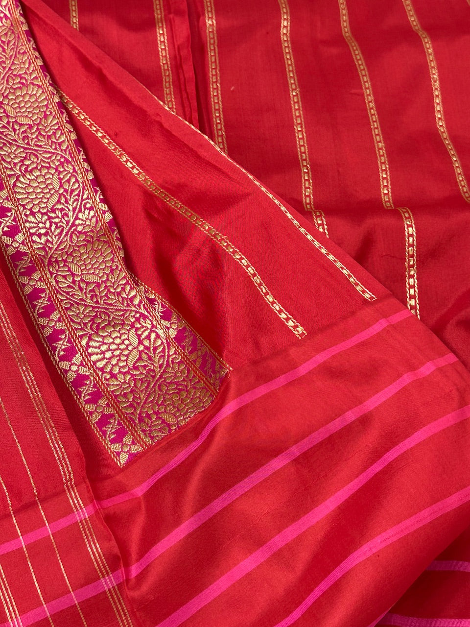 Ruby Red Handwoven Banarasi Pure katan Silk Saree