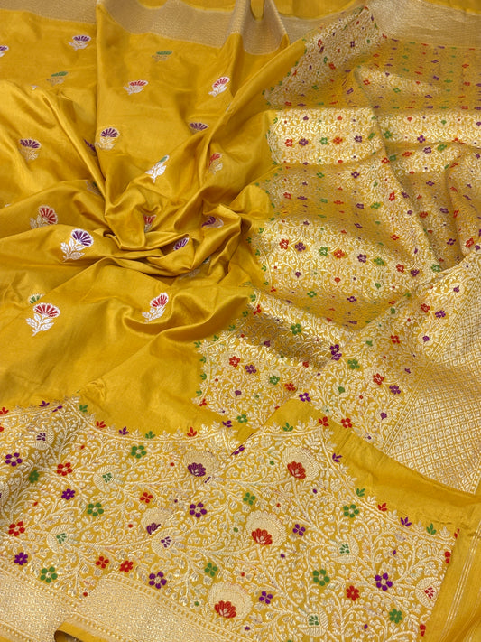 Musterd Pure Handwoven katan Silk Banarasi Saree