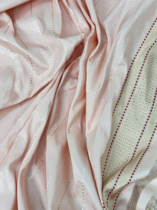 Baby Pink Handwoven Pure Ektara katan Silk Banarasi Saree