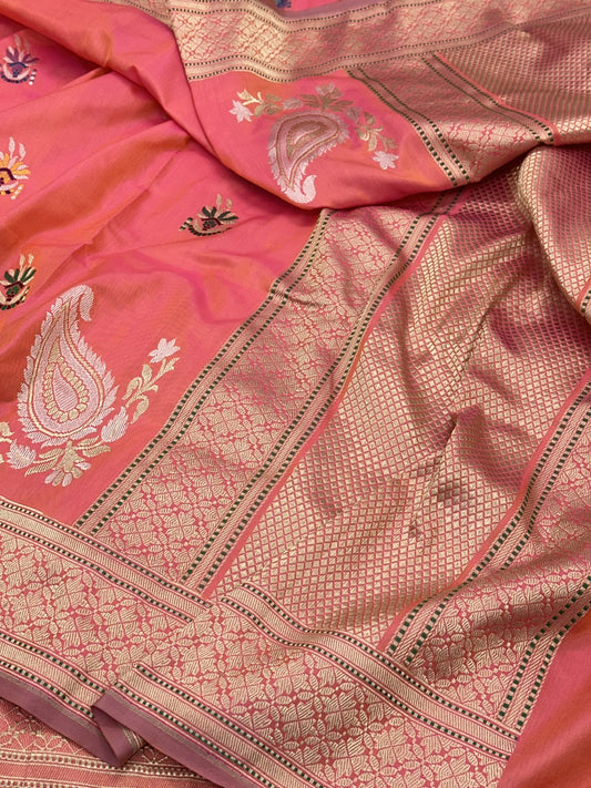 Pachish Pure Handwoven Ektara Katan Silk Banarasi Saree