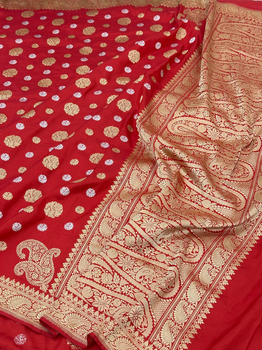 Real Zari Pure Handwoven Katan Silk Banarasi Saree