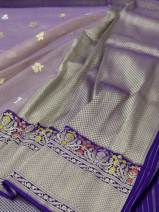 Purple Pure Tissue Handwoven Banarasi Saree
