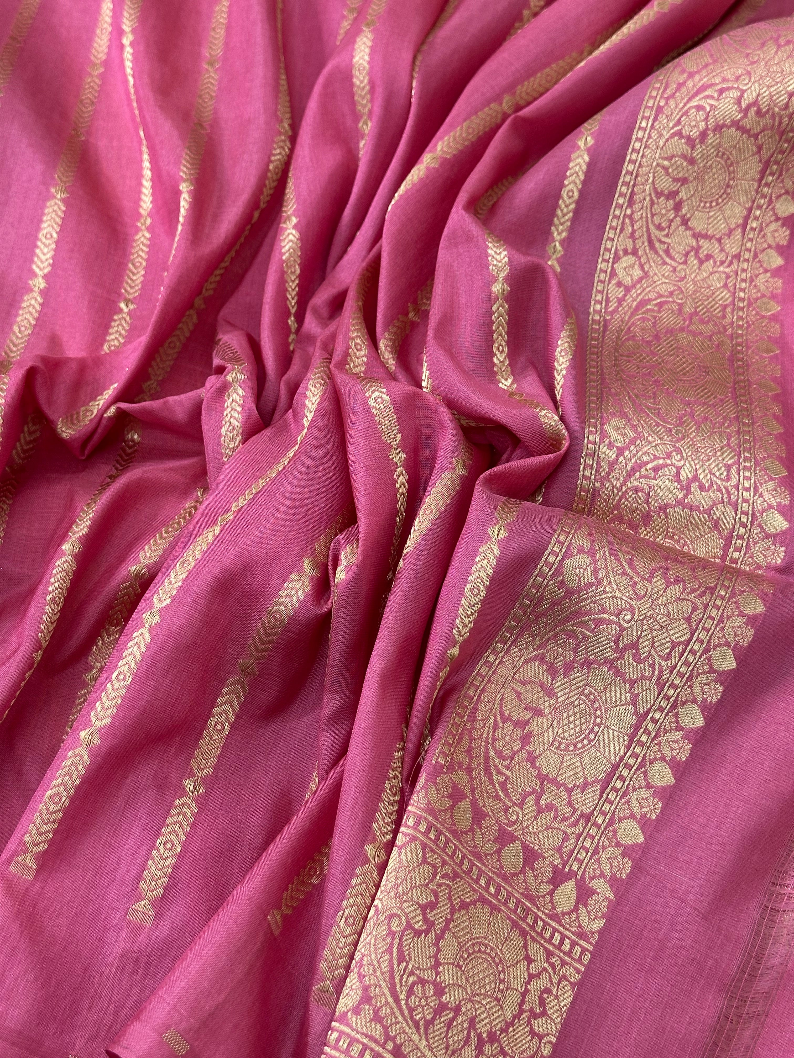 Pink Rangkaat Pure Katan Silk Banarasi Saree