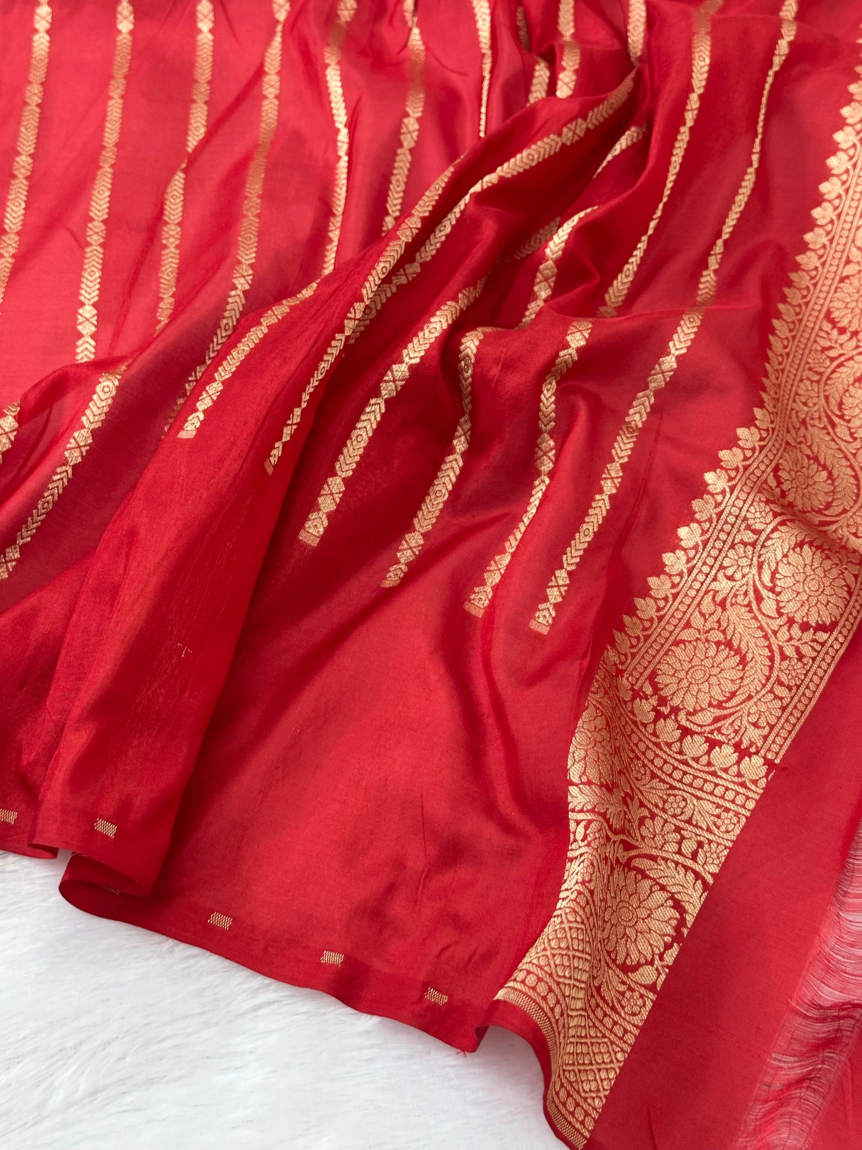 Red Rangkaat Pure Katan Silk Banarasi Saree