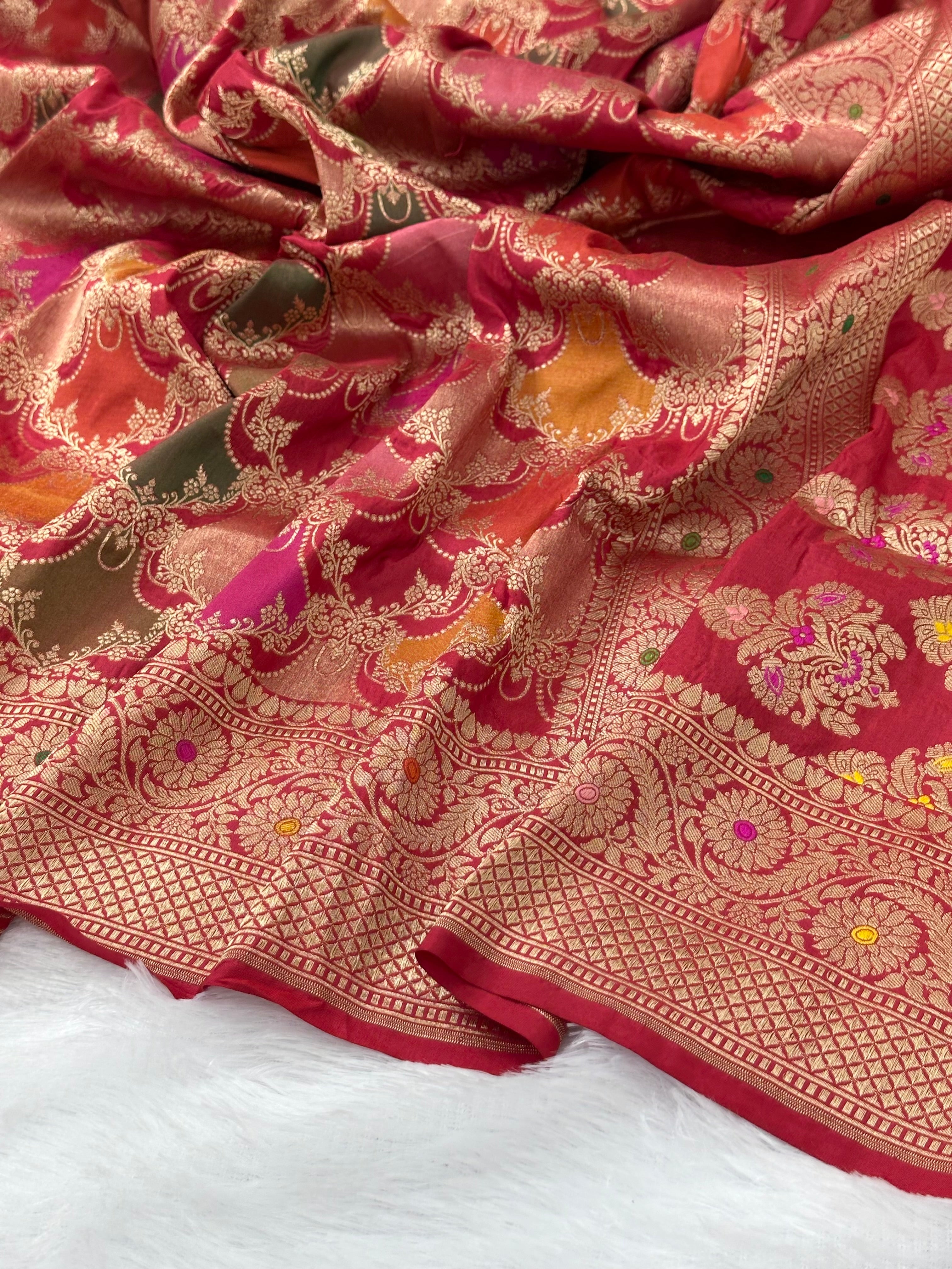 Red Rangkaat Pure Katan Silk Banarasi Saree