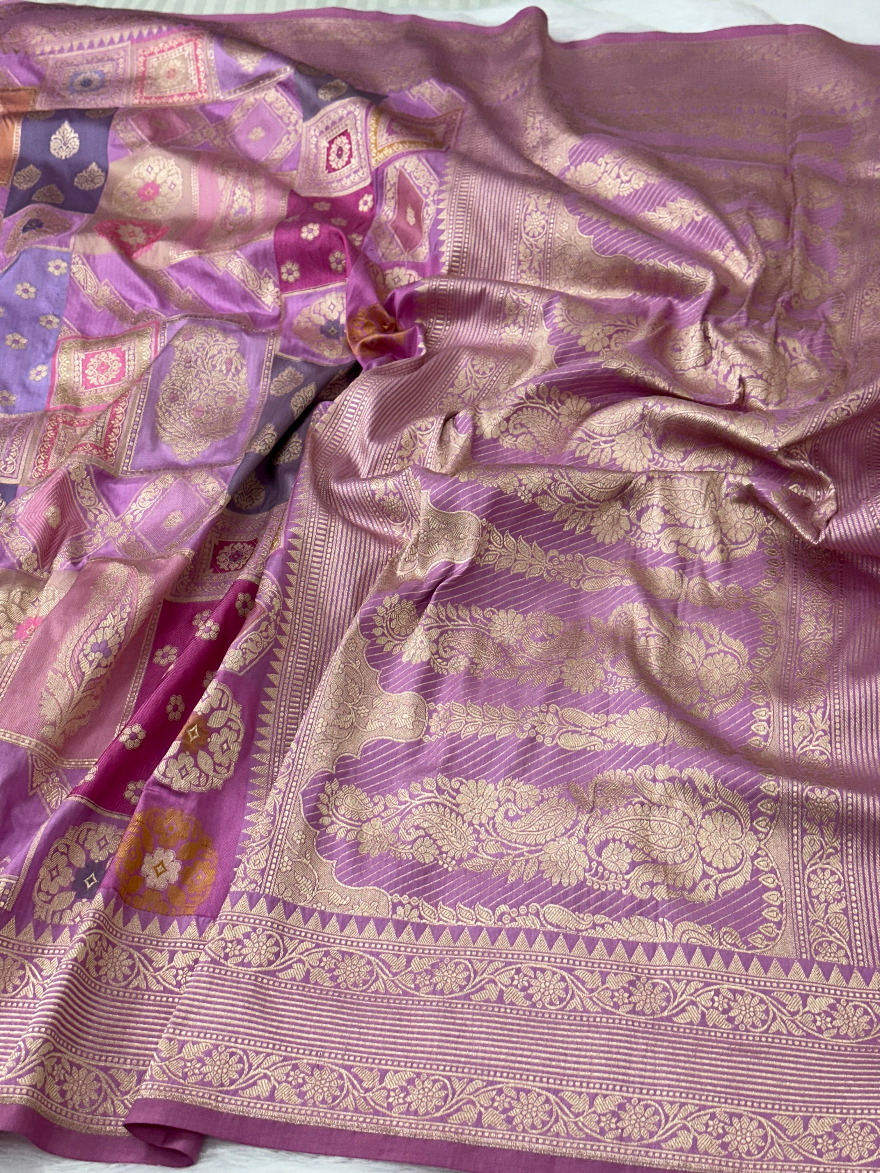 Lovender Rangkaat Pure Katan Silk Banarasi Saree