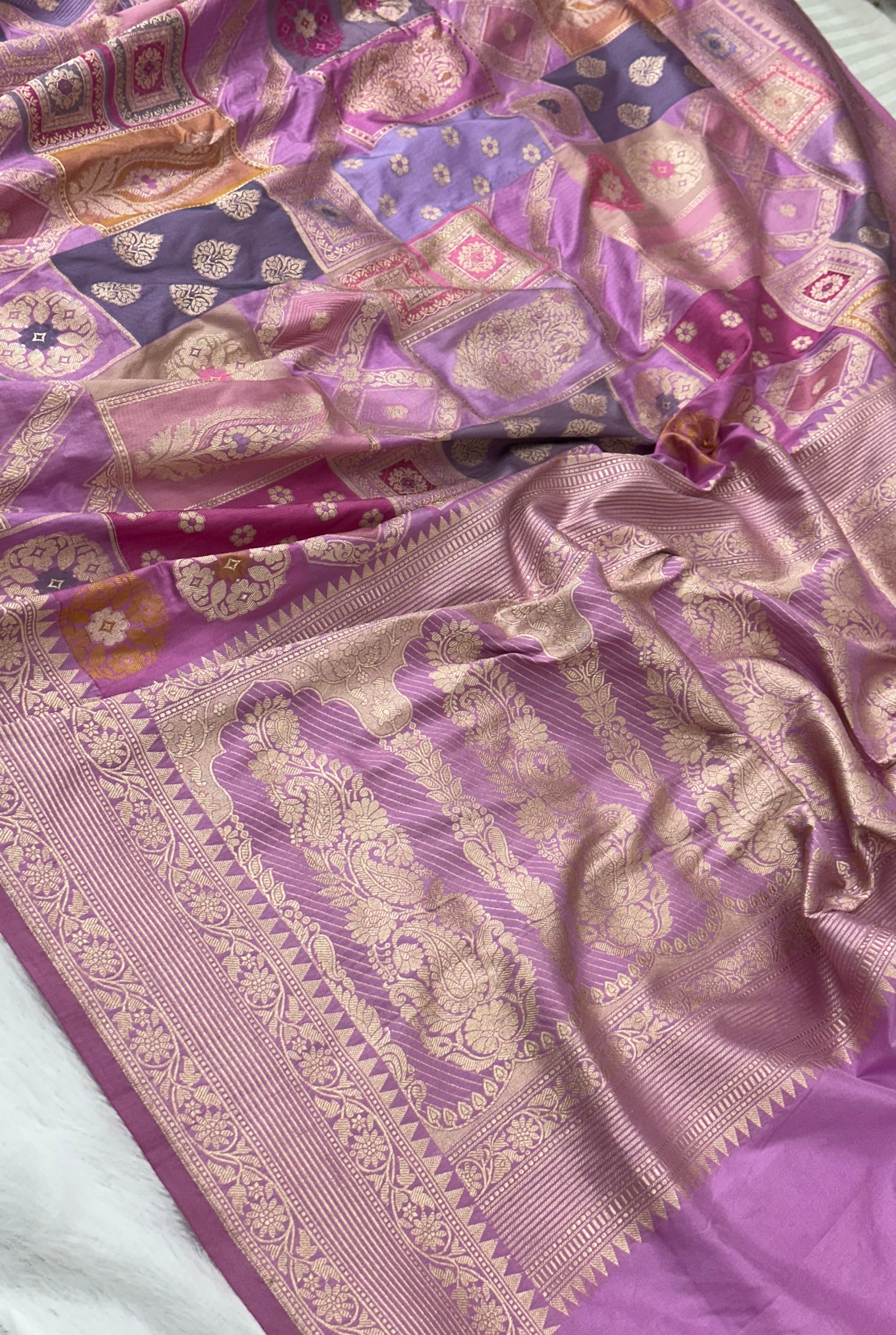 Lovender Rangkaat Pure Katan Silk Banarasi Saree