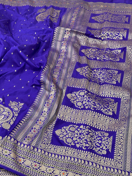 Royal Blue Pure Handwoven Banarasi Katan Silk Saree