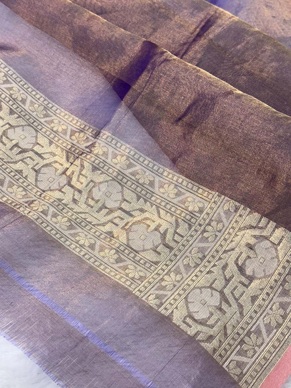 Garnet Shade Pure Kora Tissue Silk Banarasi Saree