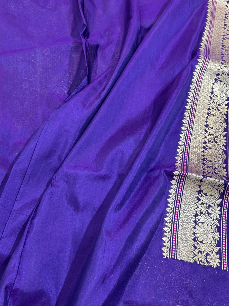 Royal Blue Pure Katan Silk Handwoven Banarasi Saree