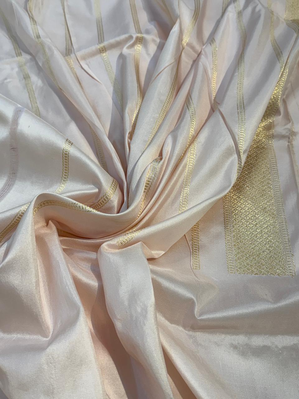 Light Pink Pure Katan Silk Handwoven Banarasi Saree