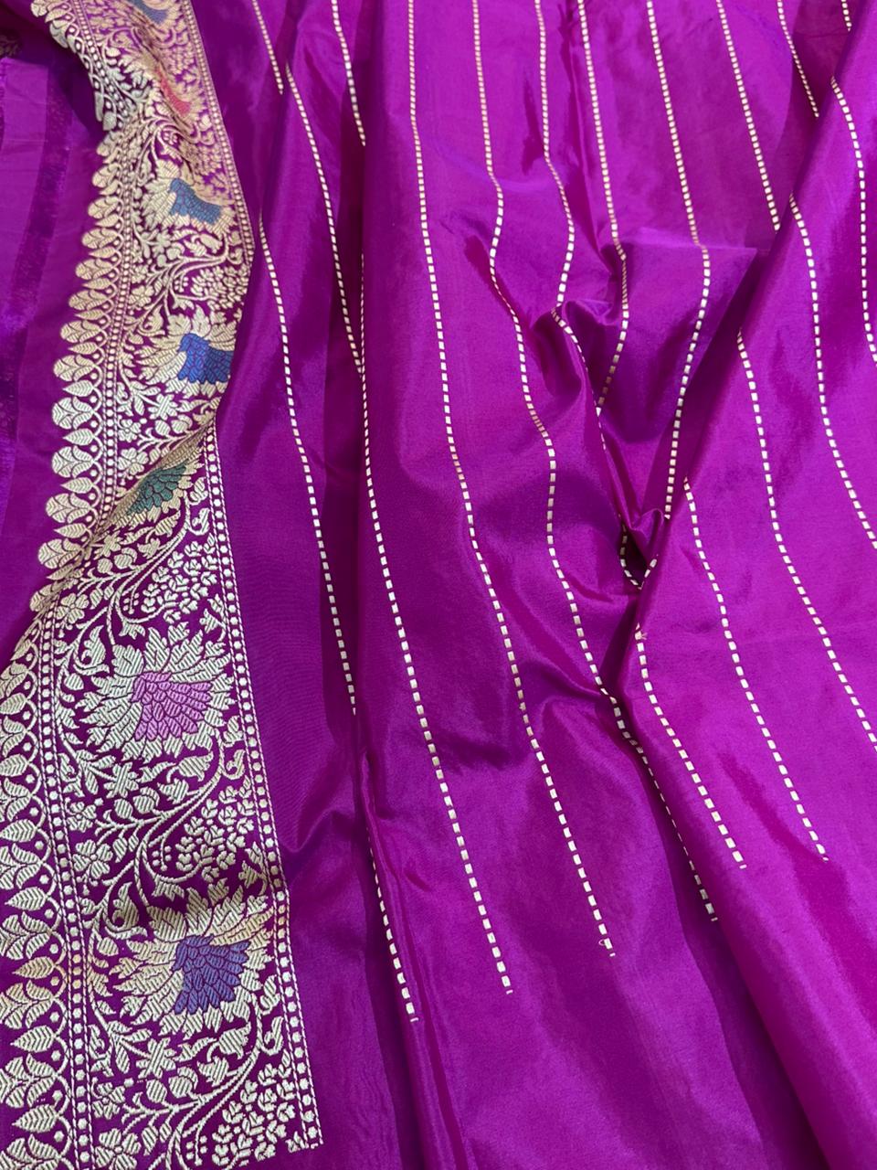 Purple Shade Pure Katan Silk Handwoven Banarasi Saree