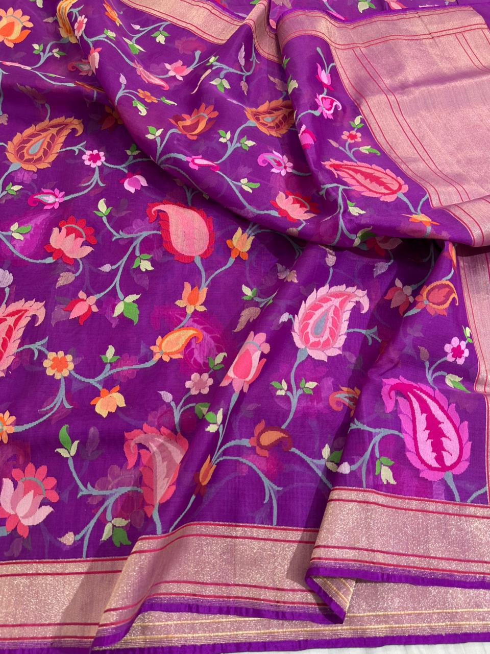 Royal Purple Real Zari Handwoven Banarasi Saree
