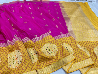 Magenta Pink Pure Handwoven Banarasi Katan Silk Saree