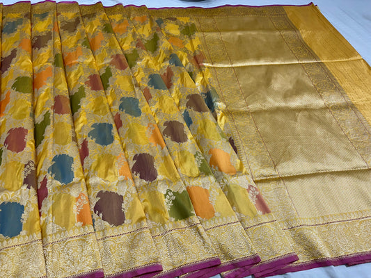 Multi Rangkat Pure Handwoven Banarasi Katan Silk Saree