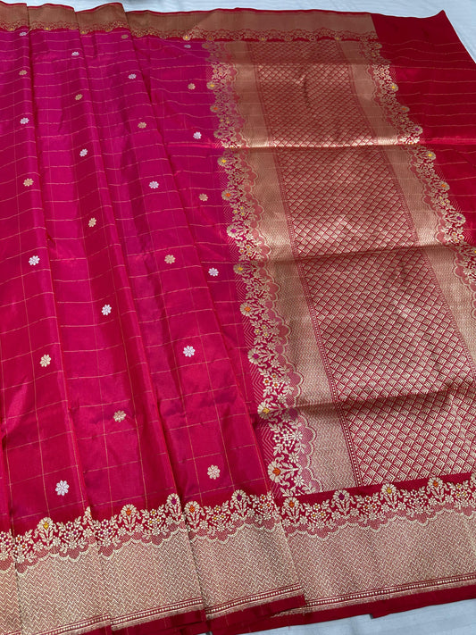 Deep Pink Pure Handwoven Banarasi Katan Silk Saree