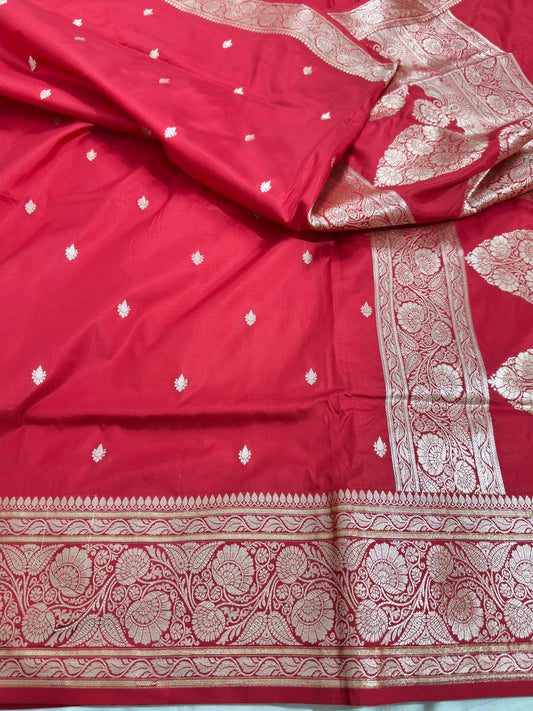 Red Pure Katan Silk Saree