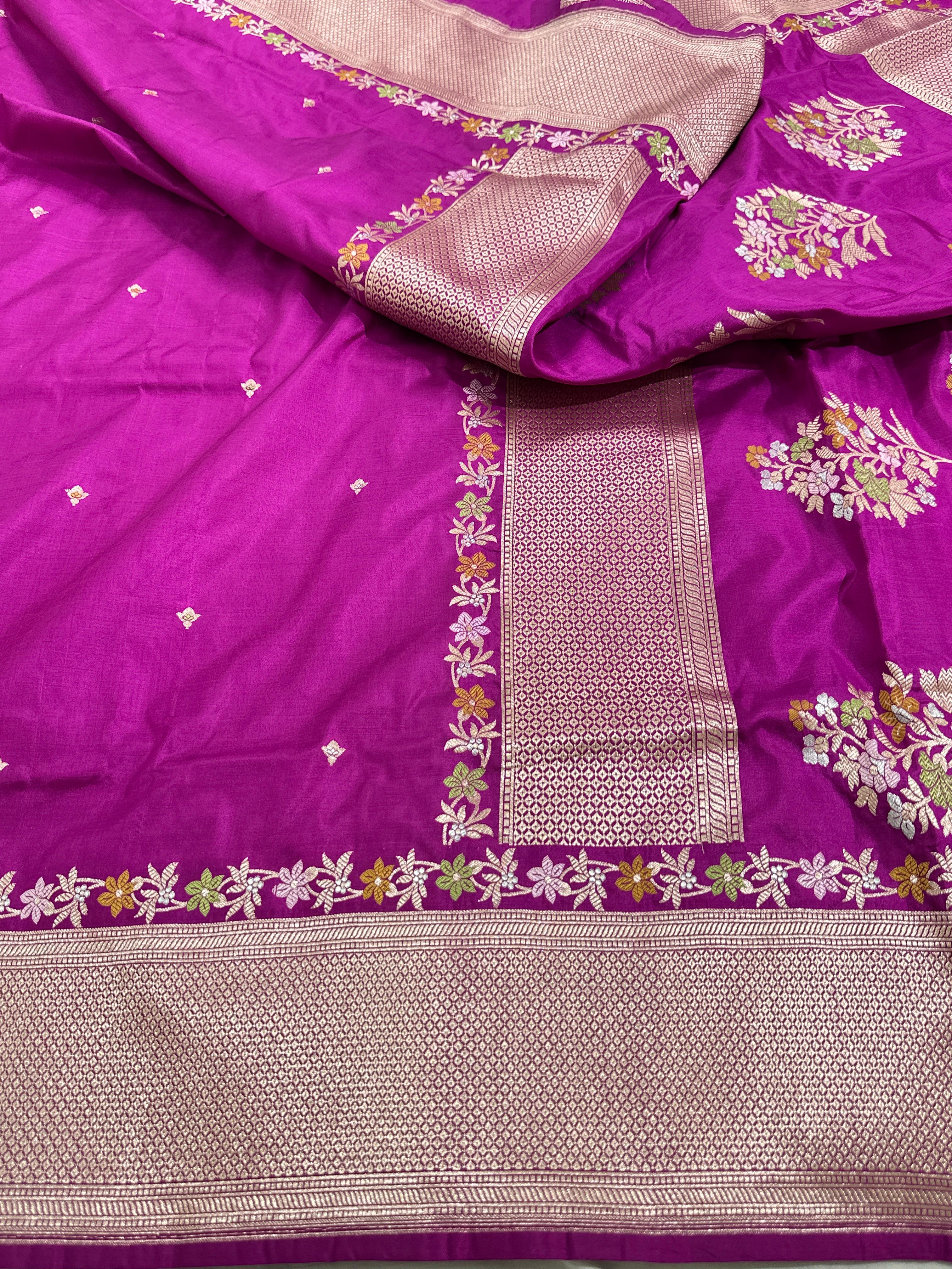 Purple/Magenta Pure Katan Silk Saree