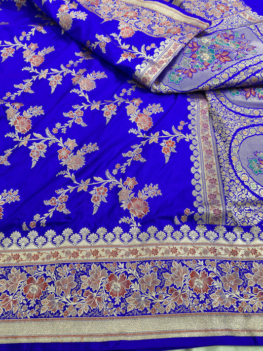 Royal Blue Pure Katan Silk Saree