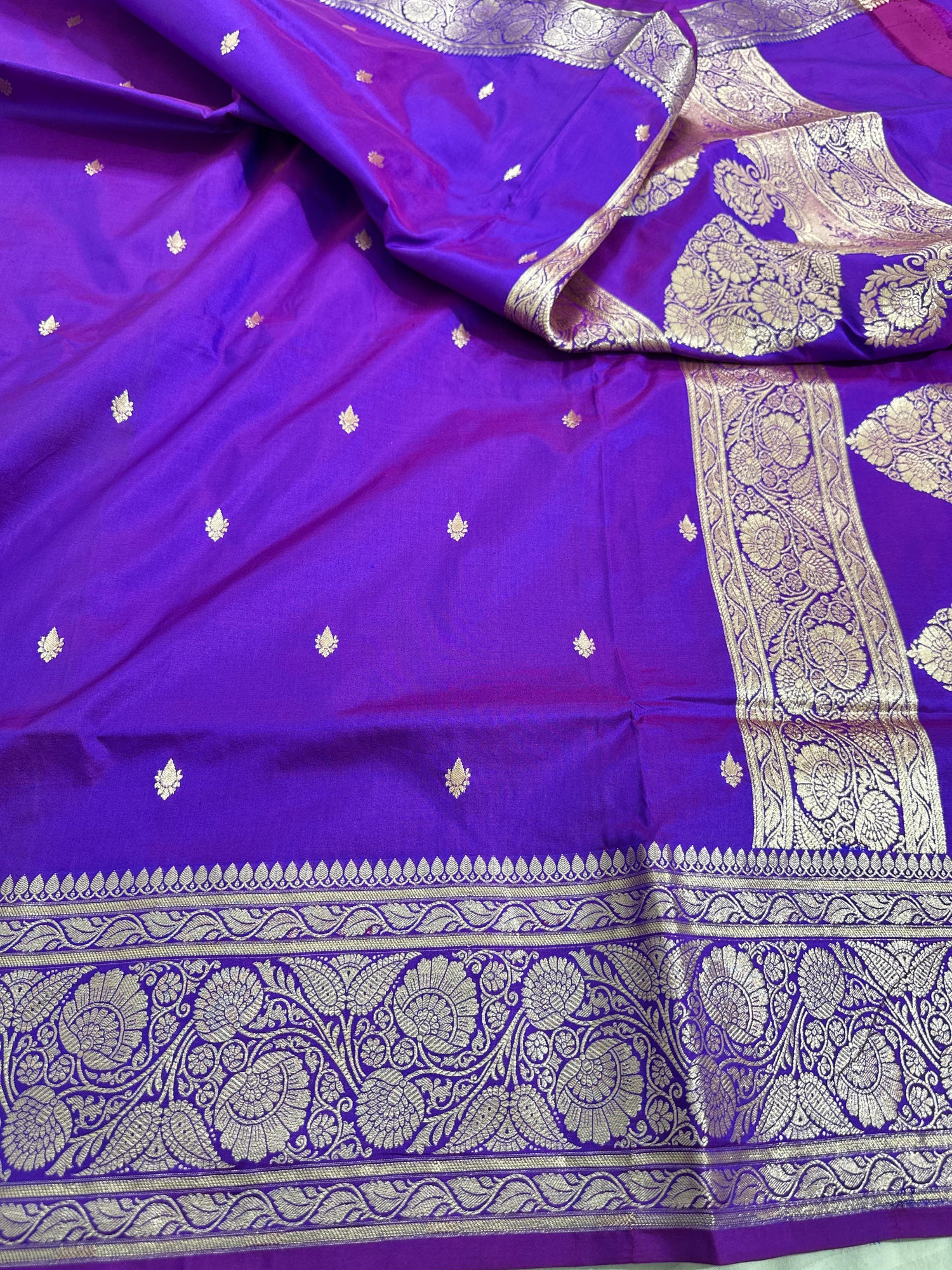 Purple  Pure Katan Silk Saree